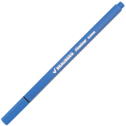 Ручка капиллярная BRAUBERG 0.4 мм, трехгранная, голубая