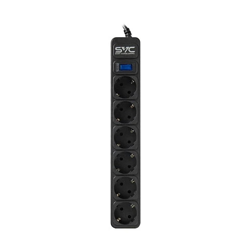 Сетевой фильтр SVC ZC6S-30M 6 розеток, 3 м, черный