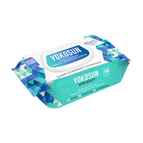 Салфетки влажные YokoSun антибактериальные, 108 листов