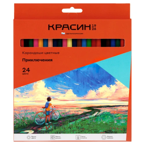 Карандаши цветные Красин "Приключения" шестигранные, 24 цвета