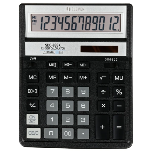 Калькулятор настольный ELEVEN SDC-888XBK, 12 разрядов, черный