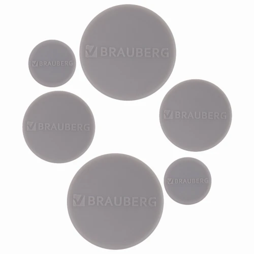 Магнит для досок мощный BRAUBERG "SUPER" 20/30/40 мм, 6 шт, серый