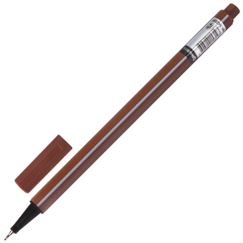 Ручка капиллярная BRAUBERG 0.4 мм, трехгранная, коричневая