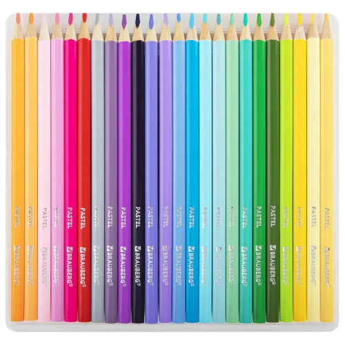 Карандаши цветные BRAUBERG "PASTEL" пастель, 24 цвета