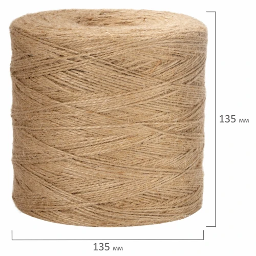Шпагат джутовый BRAUBERG полированный, длина 900 м, диаметр 2 мм, 3-х ниточный