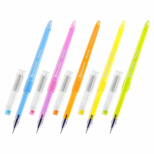 Ручка гелевая BRAUBERG "PASTEL" 0.5 мм, корпус ассорти, синяя