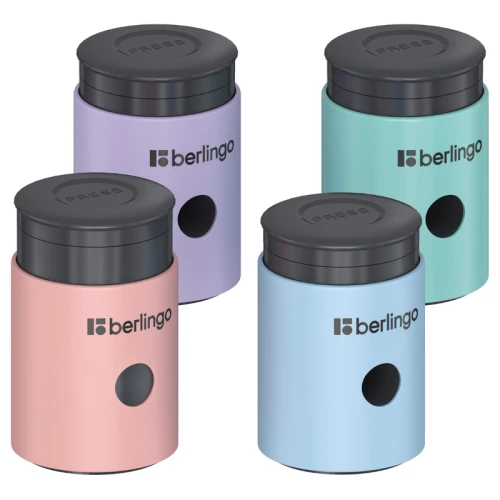 Точилка пластиковая Berlingo "Instinct" 1 отверстие, контейнер, ассорти