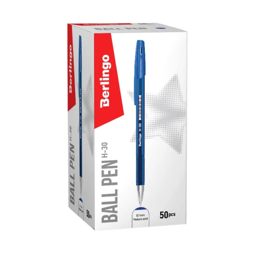 Ручка шариковая Berlingo "H-30" 0.7 мм, прозрачный корпус, синяя