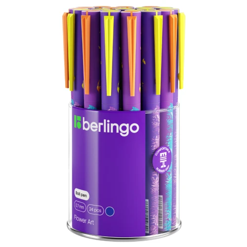 Ручка шариковая Berlingo "Flower Art" 0.7 мм, корпус ассорти, синяя