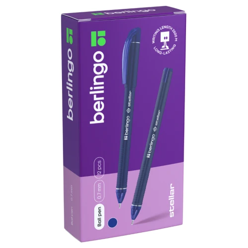 Ручка шариковая Berlingo "Stellar" 0.7 мм, синий корпус, синяя