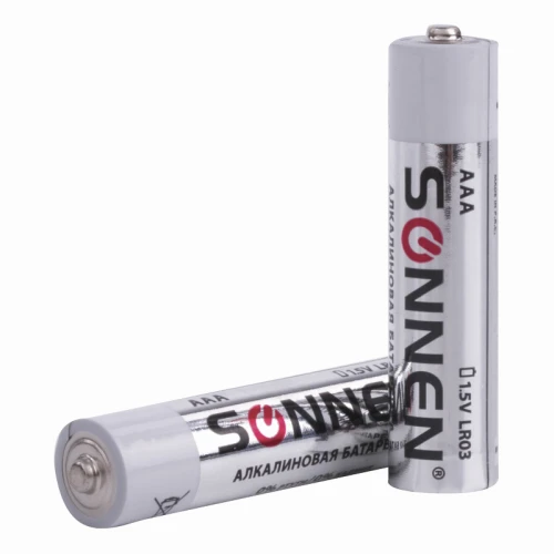 Батарейки SONNEN "Alkaline" AAА (LR03, 24А) алкалиновые, 2 шт. в блистере