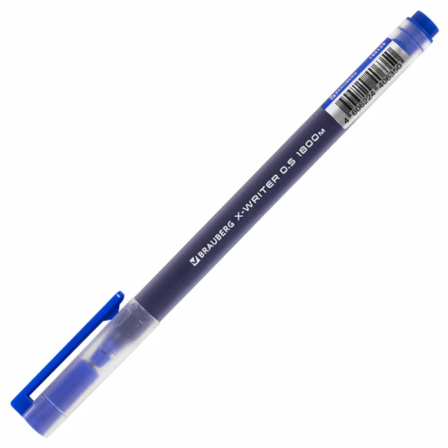 Ручка гелевая BRAUBERG "X-WRITER" 0.5 мм, прозрачный корпус, синяя