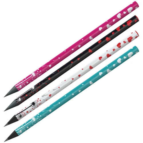 Карандаш чернографитный Berlingo "Riddle XS" HB, черное дерево, круглый, ассорти