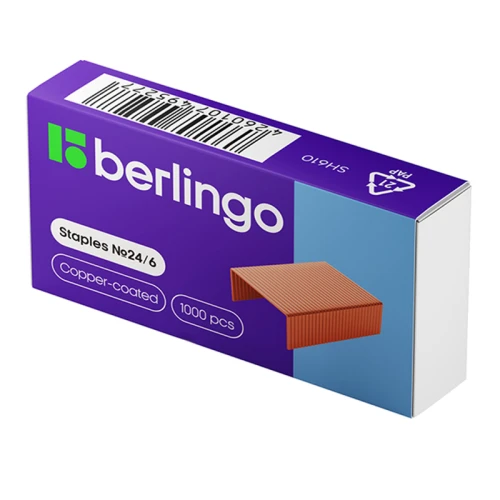 Скобы для степлера Berlingo №24/6, медные 1000 шт.