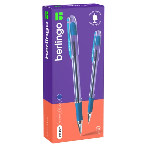 Ручка шариковая Berlingo "I-10" 0.4 мм, прозрачный корпус, синяя