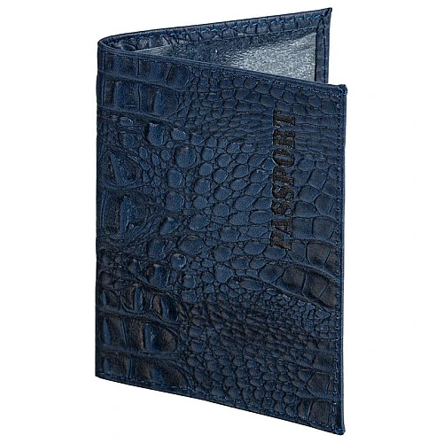 Обложка для паспорта BRAUBERG "PASSPORT", мягкий, натуральная кожа, тёмно-синяя