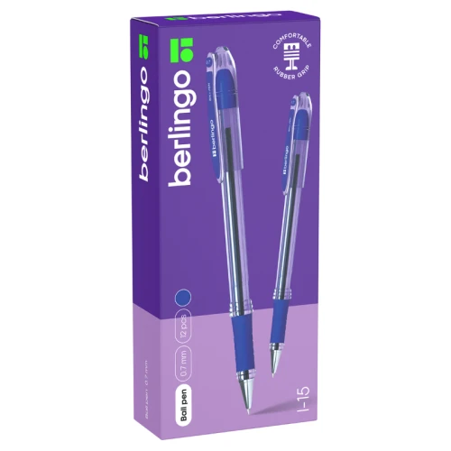 Ручка шариковая Berlingo "I-15" 0.7 мм, прозрачный корпус, синяя