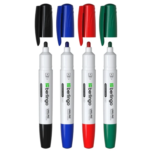 Набор маркеров для доски Berlingo "Uniline WB200" пулевидный, 2 мм, 4 цвета
