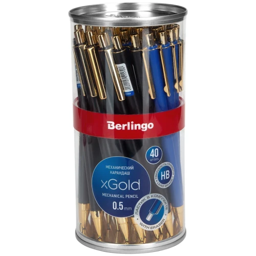 Карандаш механический Berlingo "xGold" 0.5 мм, с ластиком, ассорти