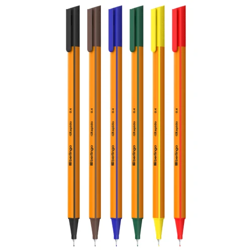 Набор капиллярных ручек Berlingo "Rapido" 0.4 мм, оранжевый корпус, 6 цветов