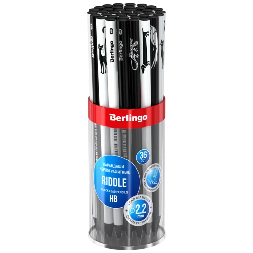 Карандаш чернографитный Berlingo "Riddle" HB, черное дерево, круглый, ассорти