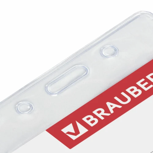 Бейдж вертикальный BRAUBERG 90*60 мм, без держателя, прозрачный