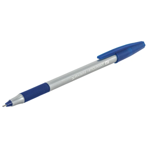 Ручка шариковая BRAUBERG "i-STICK POINT" 0.35 мм, серый корпус, синяя