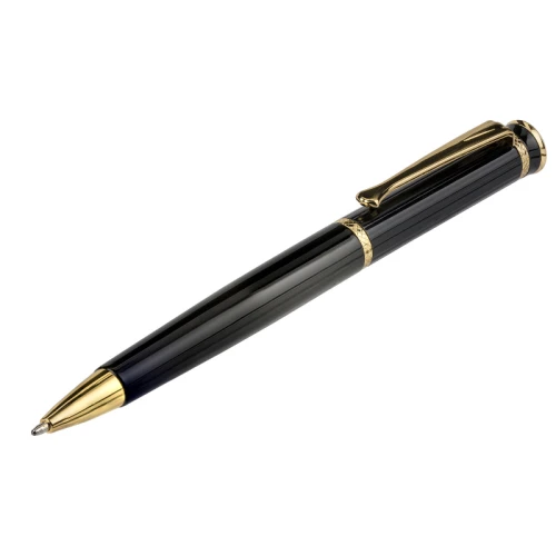 Ручка подарочная шариковая BRAUBERG "Perfect Black" 0.7 мм, золотая отделка, синяя