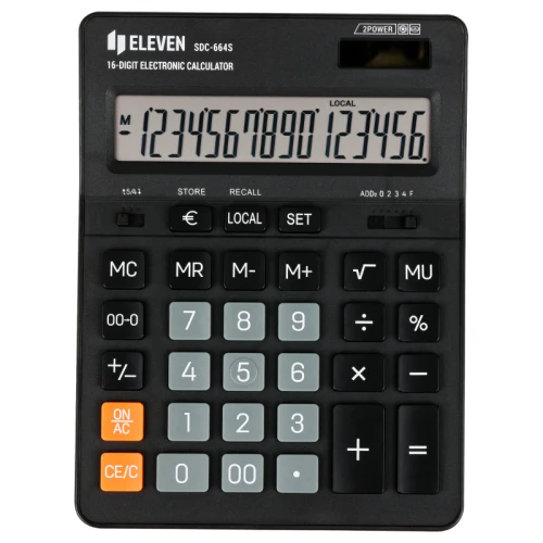 Калькулятор настольный ELEVEN SDC-664S, 16 разрядов, черный
