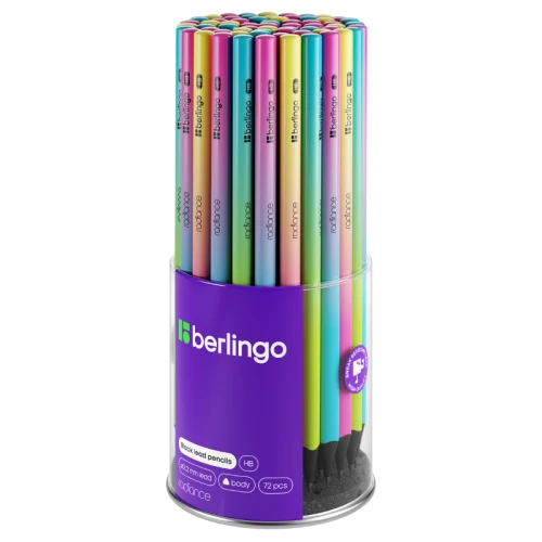 Карандаш чернографитный Berlingo "Radiance" HB, черное дерево, трехгранный, ассорти