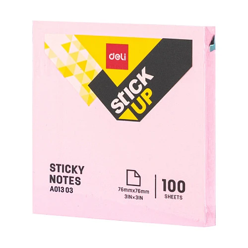 Блок самоклеящийся DELI "Stick Up" 76*76 мм, ассорти пастель, 100 листов, пленка