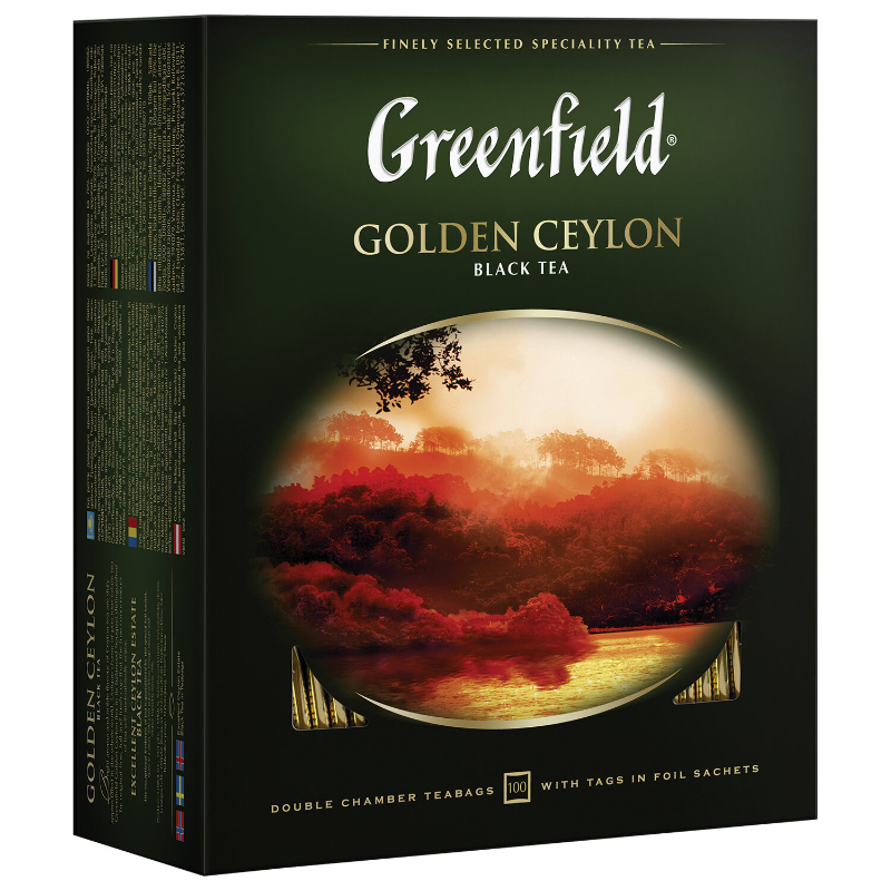 Чай GREENFIELD "Golden Ceylon" черный, 100 пакетиков
