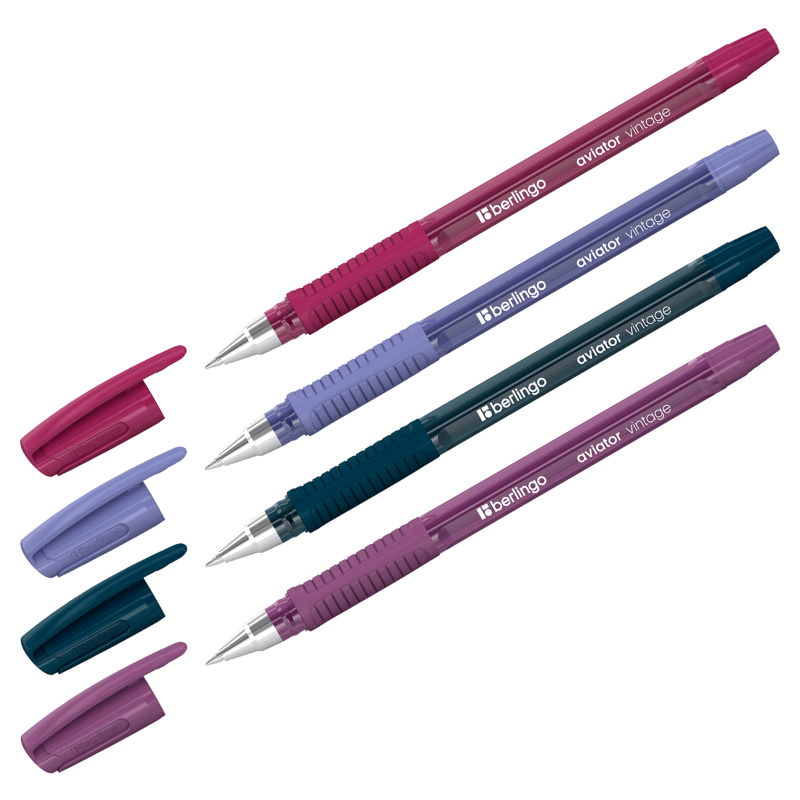 Ручка шариковая Berlingo "Aviator Vintage" 0.7 мм, корпус ассорти, синяя