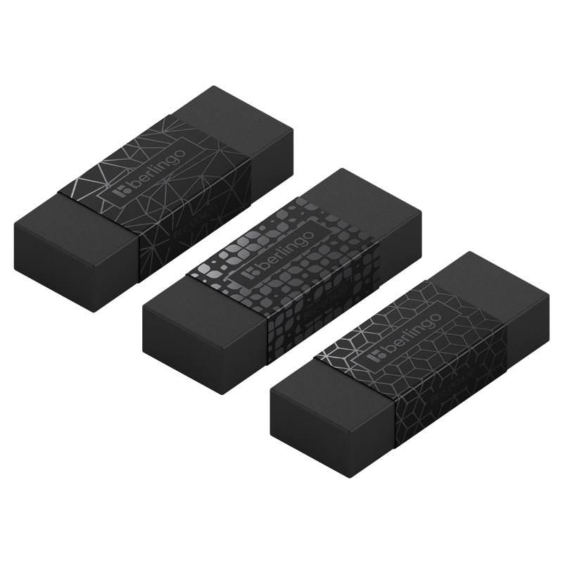 Ластик Berlingo "DoubleBlack" прямоугольный, 50*18*10 мм, черный