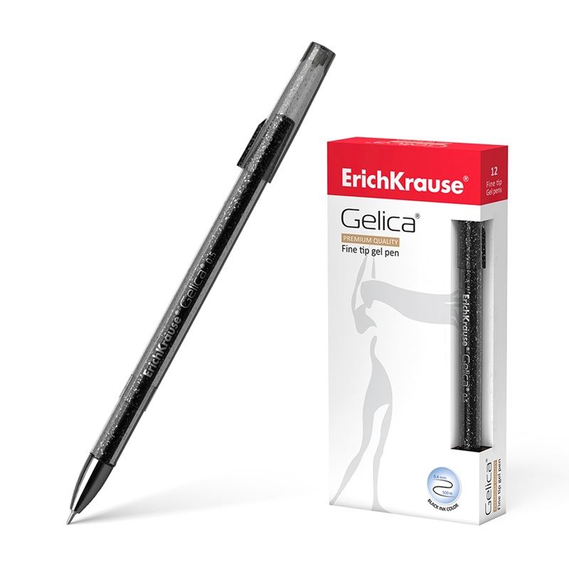 Ручка гелевая ErichKrause "Gelica" 0.5 мм, корпус черный, черная