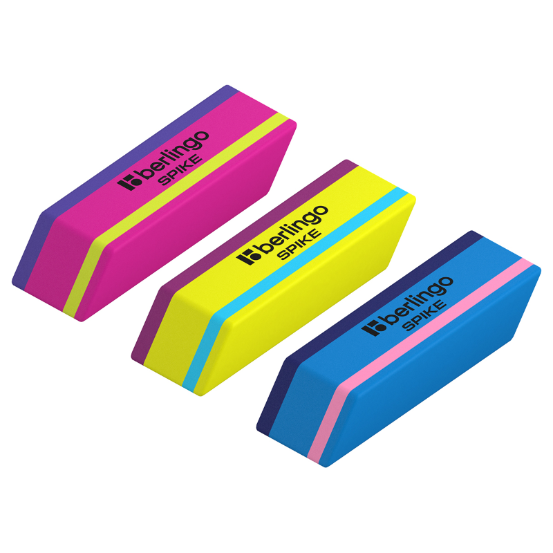 Ластик Berlingo "Spike" скошенный, 50*18*9 мм, ассорти