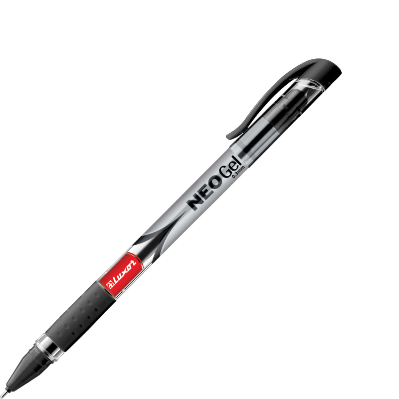 Ручка гелевая LUXOR "Neo Gel" 0.7 мм, прозрачный корпус, черная