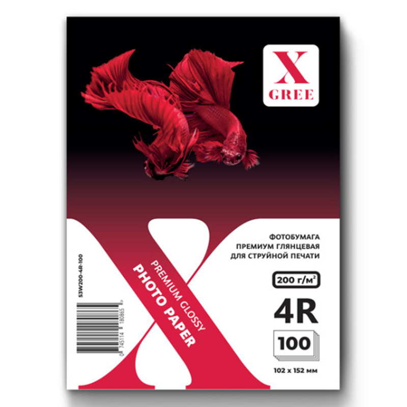Фотобумага X-Gree "Premium" 4R, 200 г/м2, глянцевая, односторонняя, 100 листов