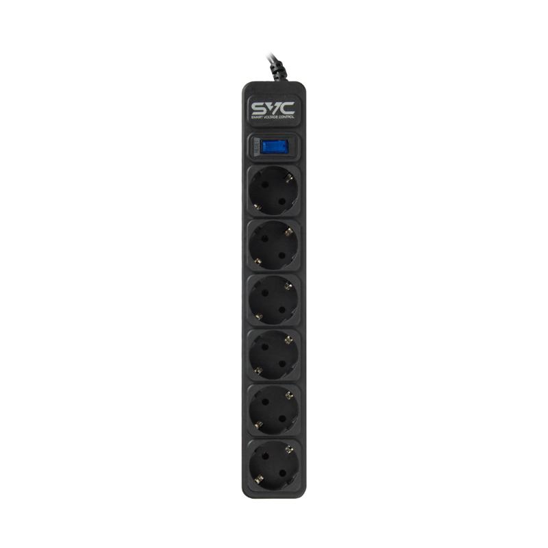 Сетевой фильтр SVC ZC6S-30M 6 розеток, 3 м, черный