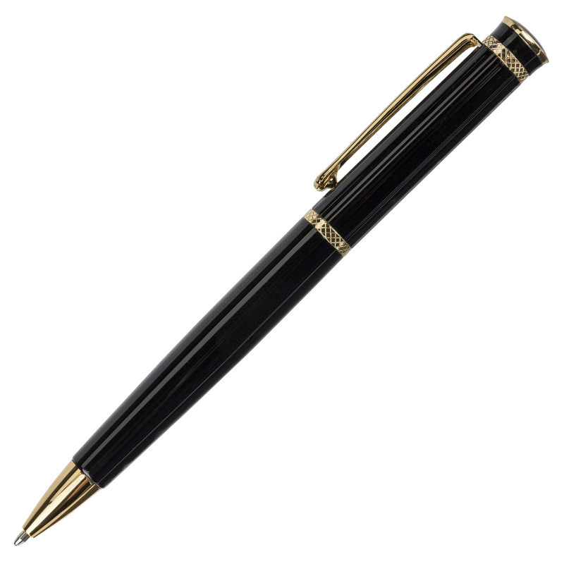 Ручка подарочная шариковая BRAUBERG "Perfect Black" 0.7 мм, золотая отделка, синяя