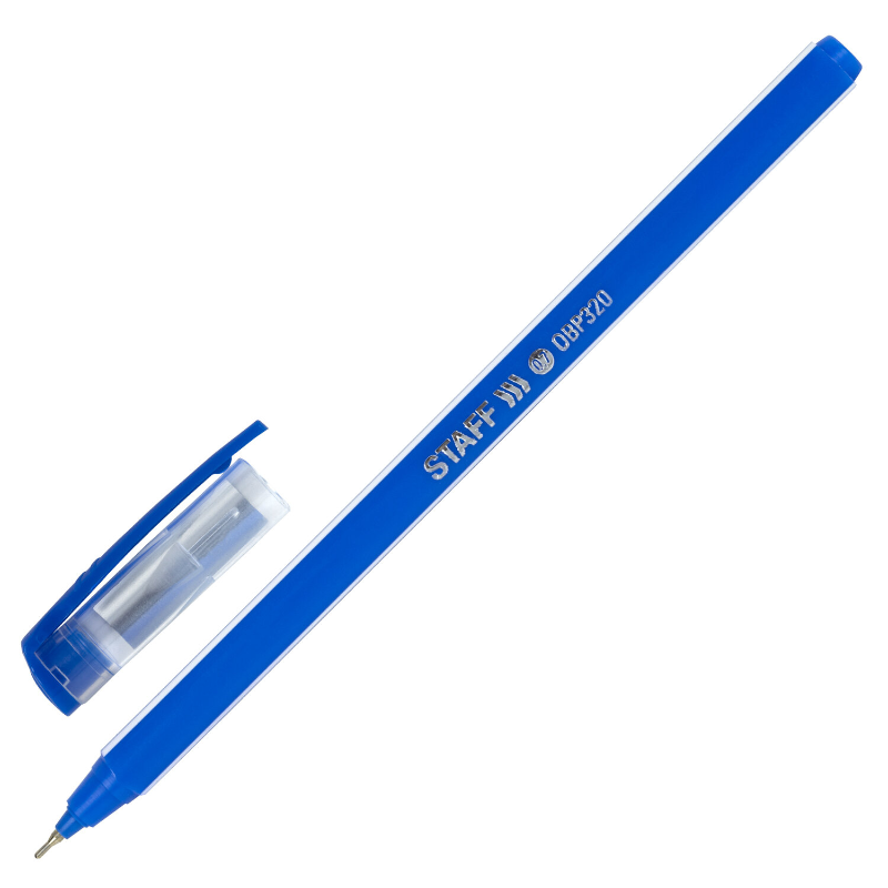 Ручка шариковая STAFF Basic "OBP-320" 0.7 мм, голубой корпус, масляная, синяя