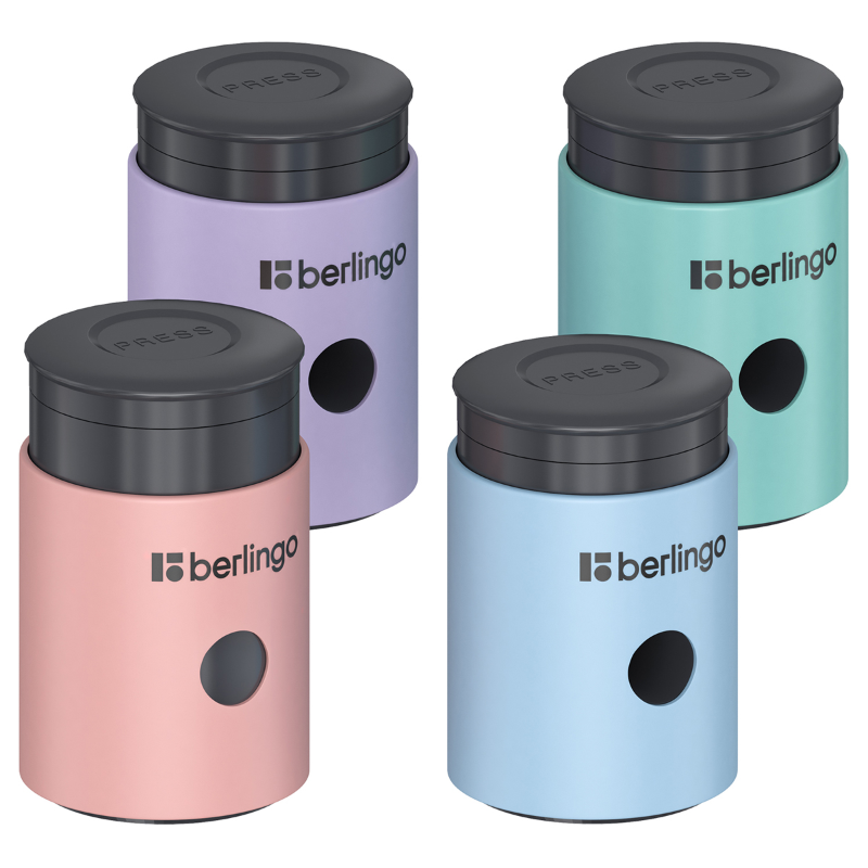 Точилка пластиковая Berlingo "Instinct" 1 отверстие, контейнер, ассорти