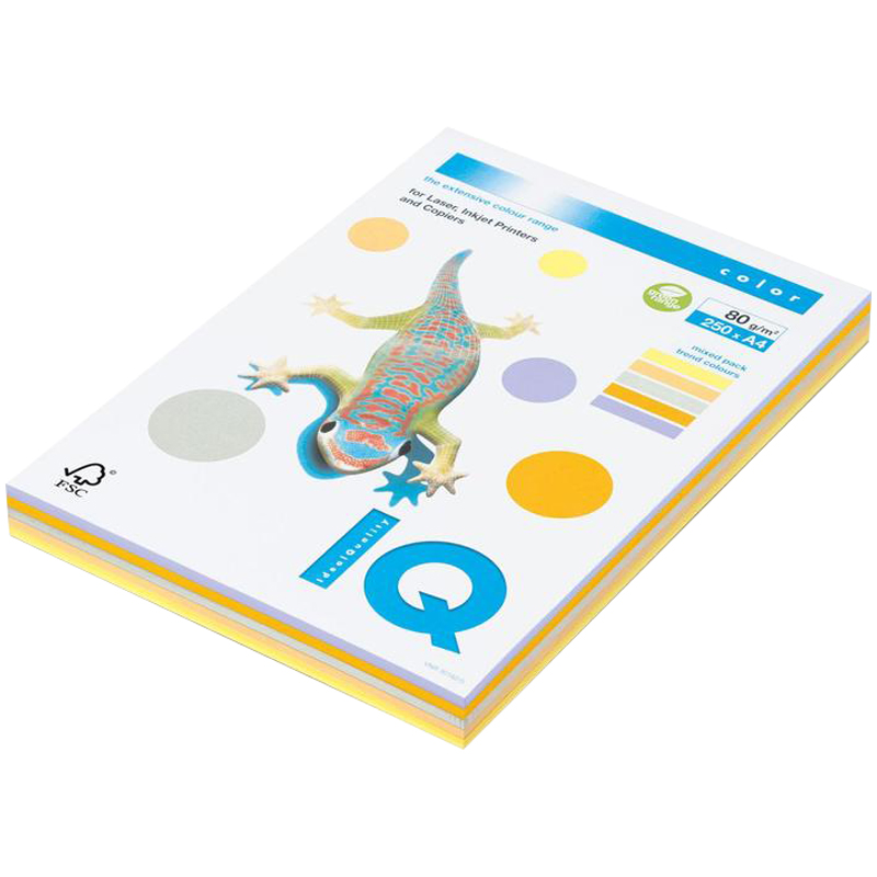 Бумага цветная IQ "Color Trend Mixed Packs" А4, 80 г/м2, 250 листов, ассорти